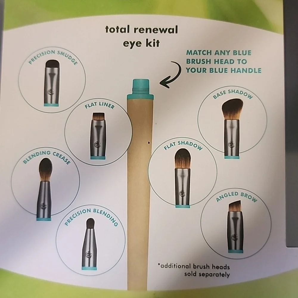 Ecotools Interchangeables Total Renewal Eye Makeup Brush Kit! 7 Brushes New!